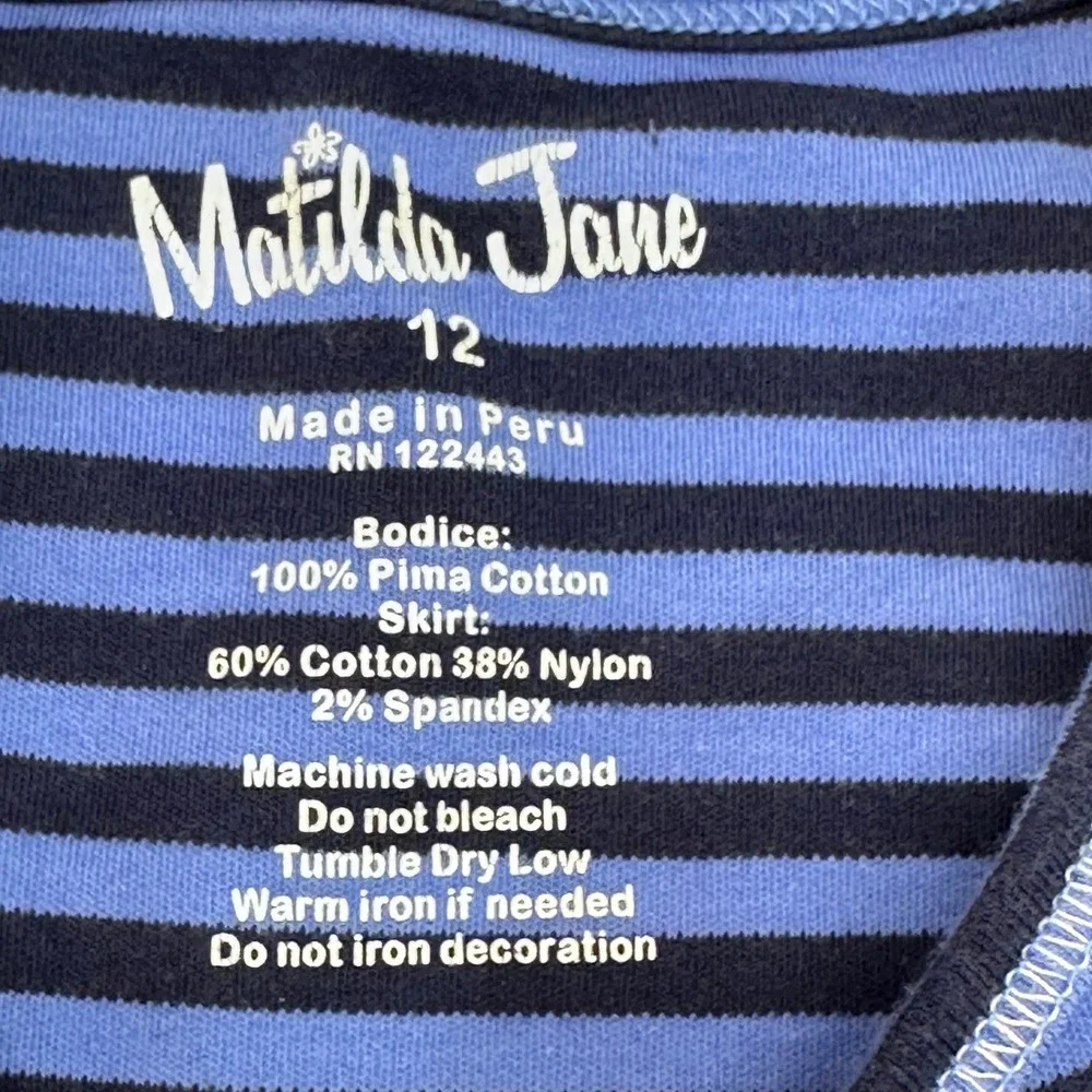 Matilda Jane Girls Size 12 Mixed Print Dachshund Ribbon Tank Dress Blue Purple